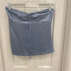 Strapless Blue Silk Theory Top